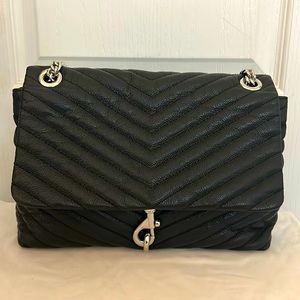 Black leather Rebecca Minkoff Edie bag with silver hardware. Like new
